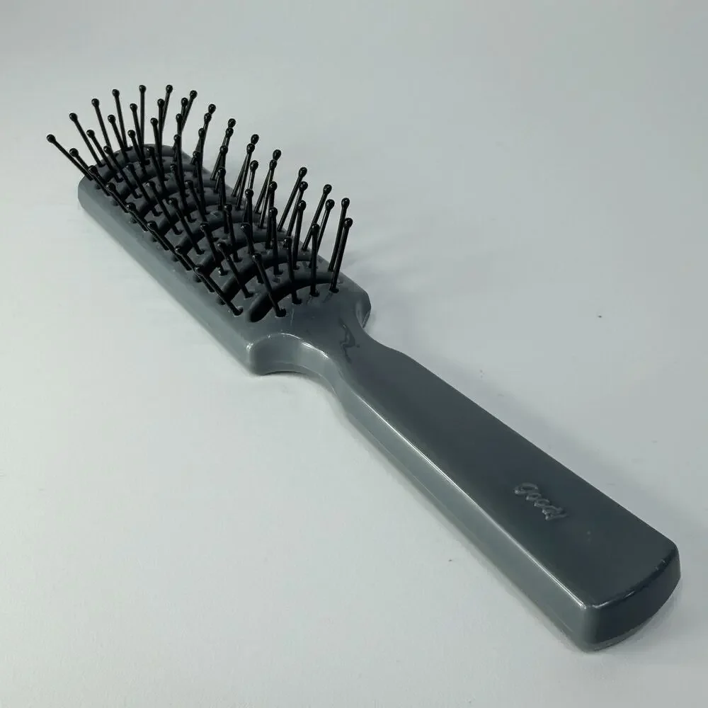 Vintage 1980s GOODY Vented Hair Brush Pocket Travel Gray Ball Tip USA 7.5” USA